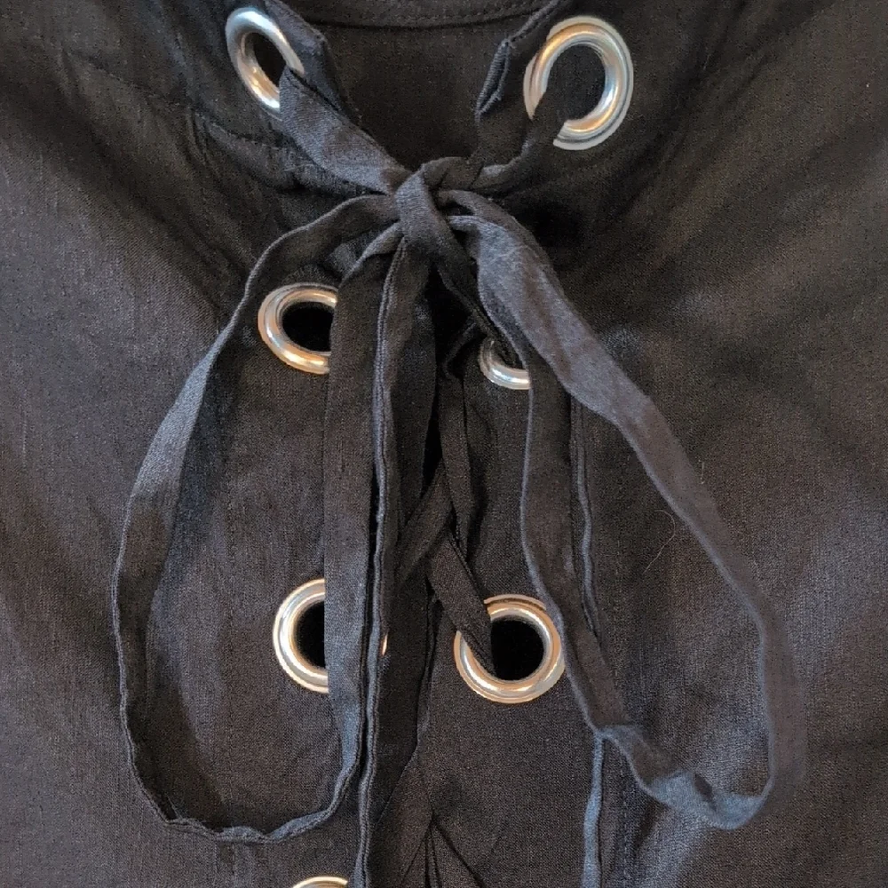 Theory Black Grommet Midi Dress - Picture 5 of 10